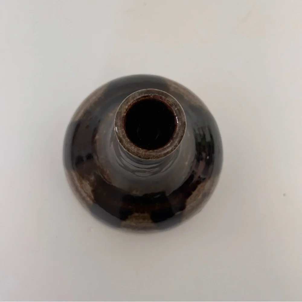 VTG, MCM, Hand Thrown Pottery, Bud Vase, Drip Glazed, Signed By Artist 6.5”